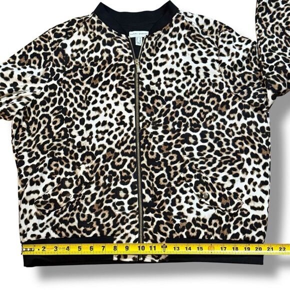 Susan Graver Large Lightweight Bomber Jacket Zip Front Leopard Print Pockets - Picture 7 of 13